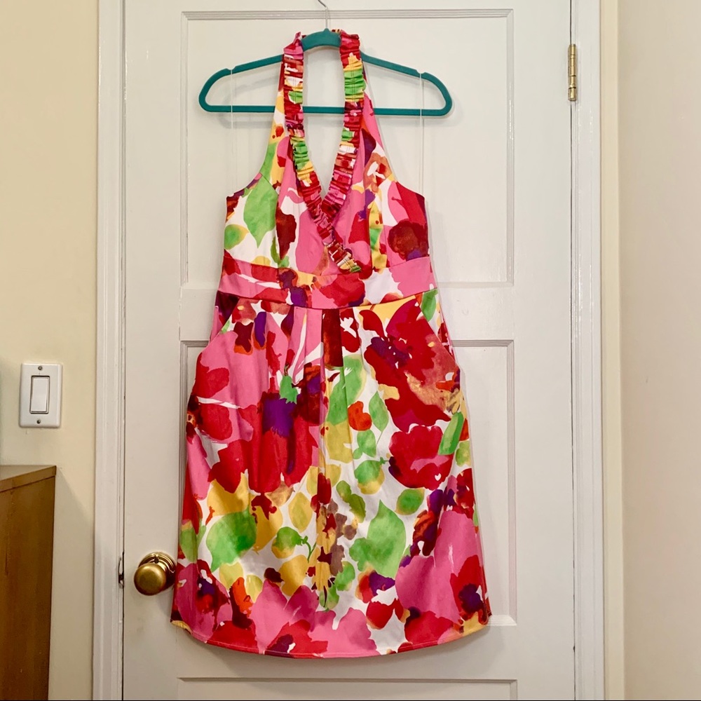 Multicolored Floral Halter Dress